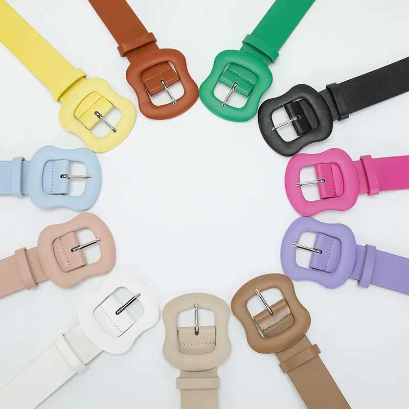 Fahison New 3.8cm X105cm PU Leather Ladies Belt Gourd Buckle Solid Color Decorative Jeans Dress Belt for Women White Black PinkX240914