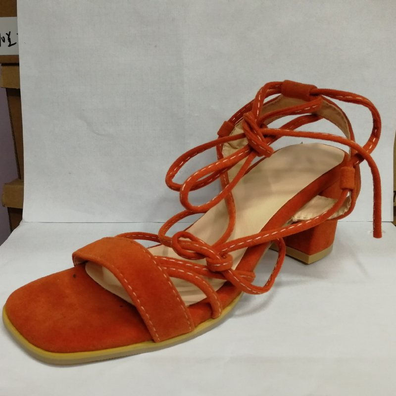 Europe and America Thick Heel Cross Strap Suede Women Sandals 2023 New Fashion Casual Simple All-match Women Shoes Summertime