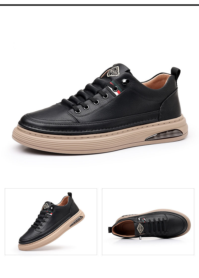 New Shoes for Men Genuine Leather Casual Shoes Spring Autumn Fashion Black Flat Skateboard Shoes Youth Street Cool Sneakers