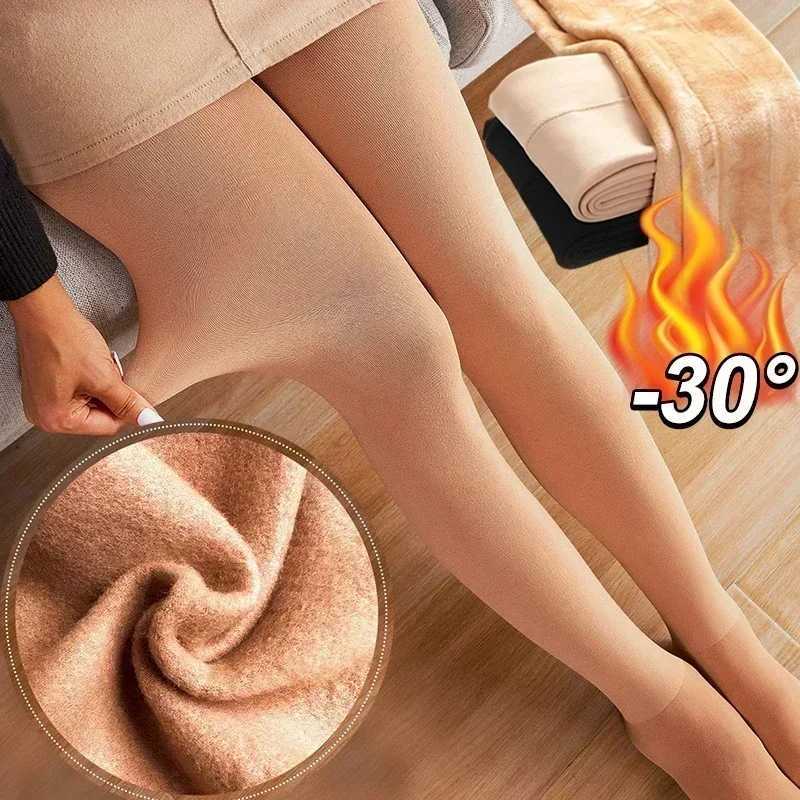 Solid Winter Pantyhose Woman Fleece Warm Thicken Thermal Tights Sexy Stockings Slim Elastic Velvet Pantyhose Female LeggingsX240914
