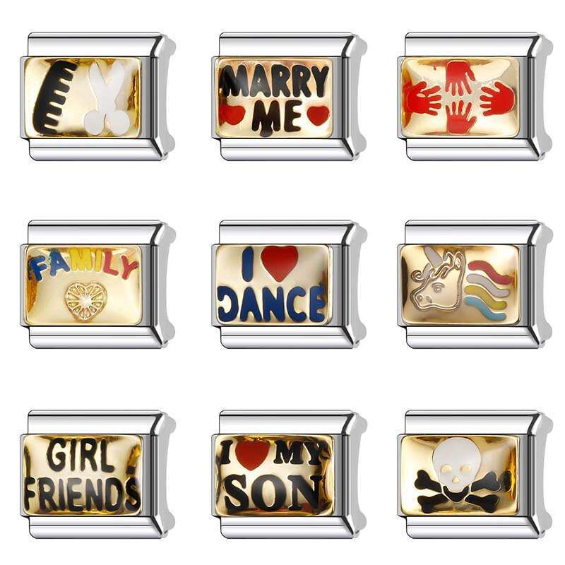 New Women's Gift friend Bead Italian Charms Links Bangle Beads Fit 9mm Stainless Steel Bracelet Making DIY For Women Fashion Jewelry