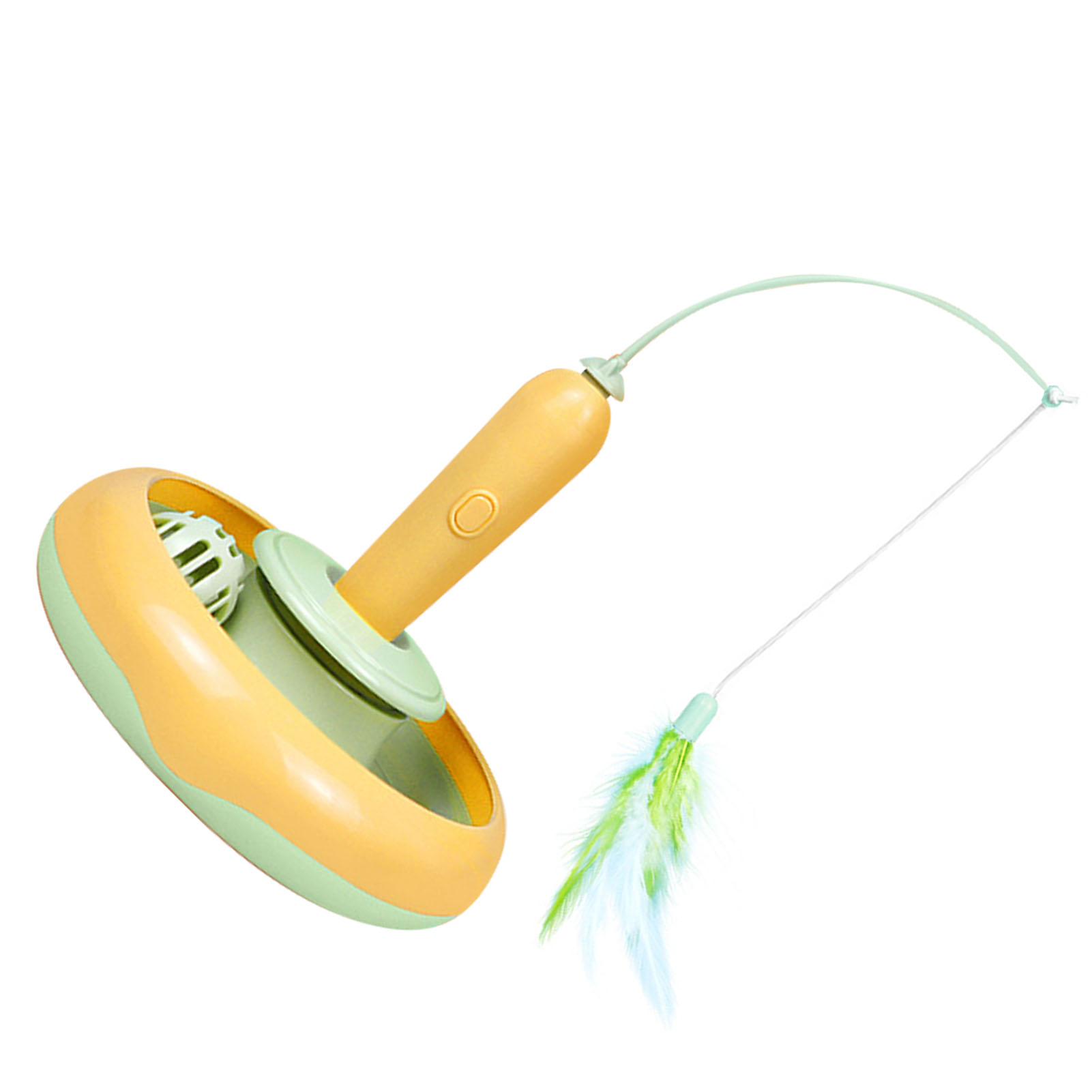 Cat Feather Toy Automatic 360 Degrees Rotating Bell Ball Stable Base Standing Cat Teaser For Family Indoor
