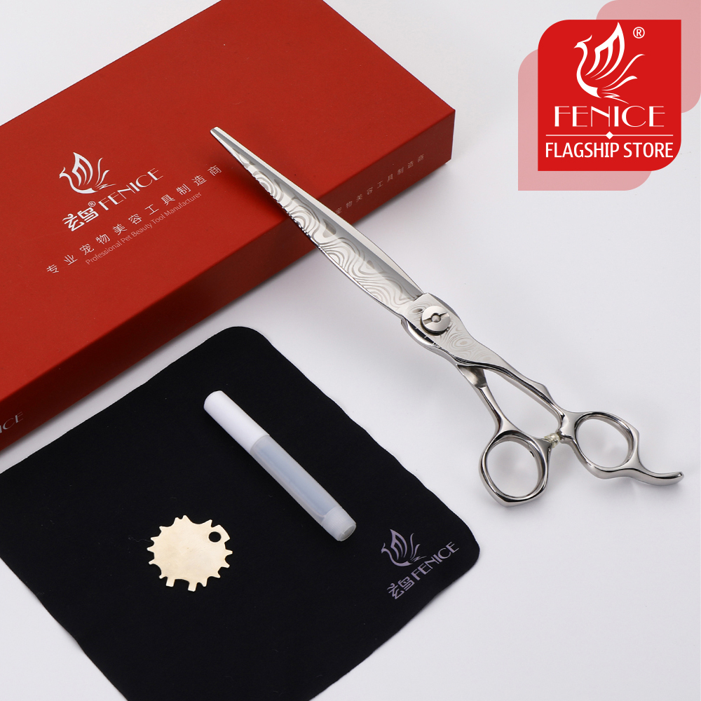 Fenice professional 7.5 Inch Damascus Pet Dog Cat Grooming Cutting Scissors Straight Shears Tesoura Tijeras