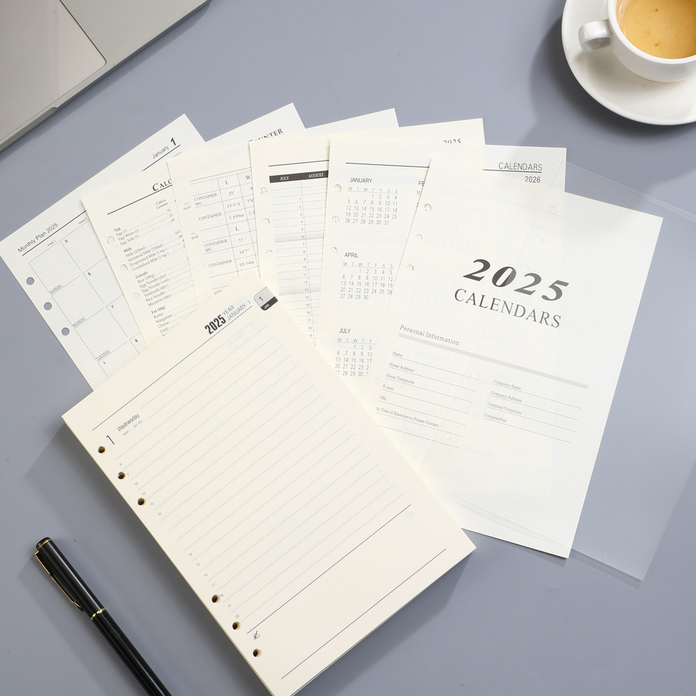 2025 Loose-leaf Calendar Refill - Minimalist Design for Planners and Organizers