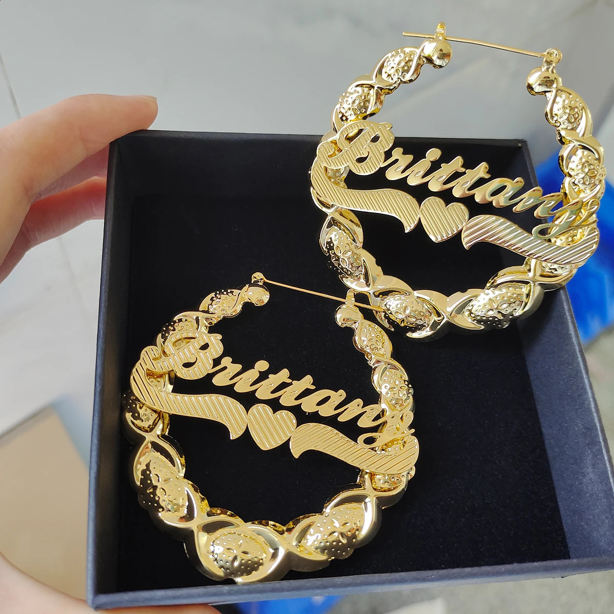 Personalized Custom Name XOXO Chain Necklace Earrings Stainless Steel 3D Double Nameplate Necklace For Women Men Jewelry Gifts 240906
