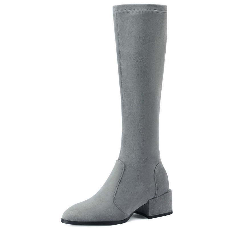 Women's Elastic Thigh Soft ck Knee High Casual Low Heel Winter Shoes Woman Black Grey Long Boots Size 43 4f93 Bla
