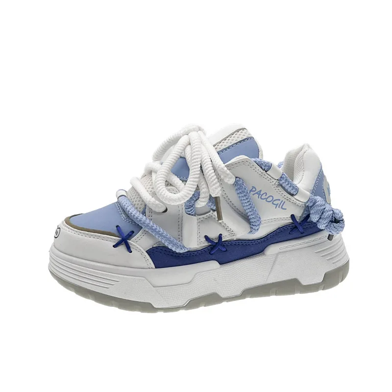 2024 Thick Sole Shoes Fashion Round Toe Flat Shoes Women Comfortable Vulcanized Shoes New Designer Sneakers Zapatillas Mujer