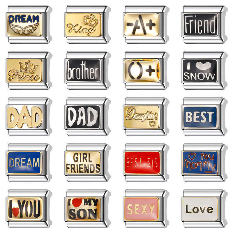 New Women's Gift I love my Dad Bead Italian Charms Links Bangle Beads Fit 9mm Stainless Steel Bracelet Making DIY For Women Fashion Jewelry