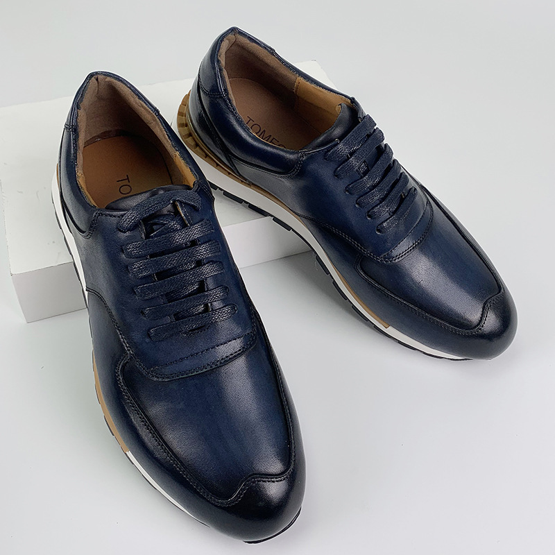 High Quality Genuine Leather Men Casual Sneakers Vintage Design Lace Up Outdoor Men Leather Dating Shoes Plus Size 38-46