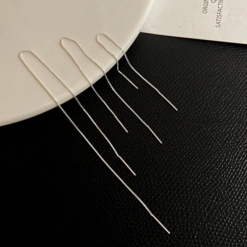 Trend S925 Silver Needle Long Earrings Wire Tassel Chain Drop Earring Womens Ear Line Straight Hanging Earings Jewelry Gifts 240906