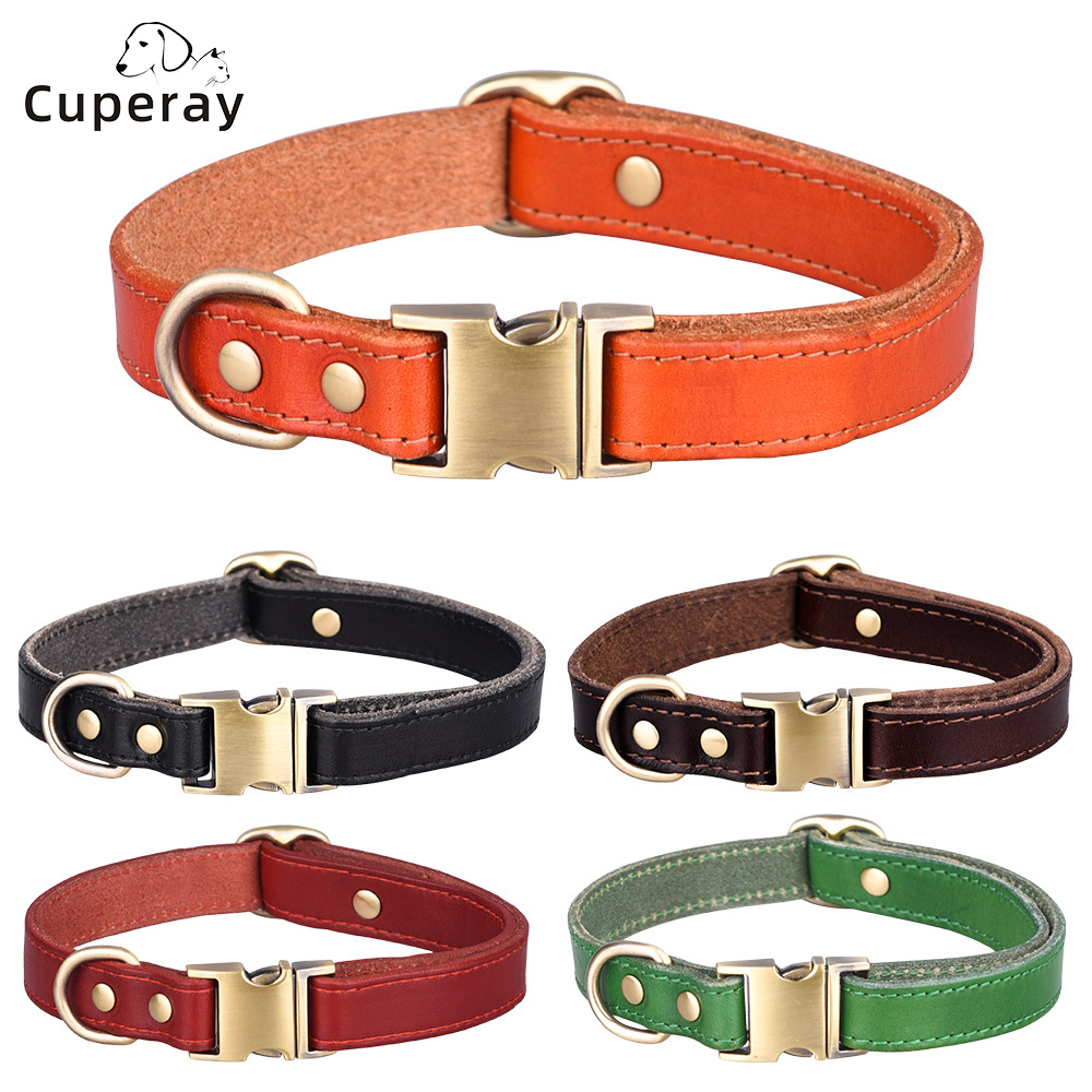 Leather Pet Collar,Adjustable Medium Large Dog Collar with High-end Hardware Accessories for Dog Walking & Training Pet Supplies
