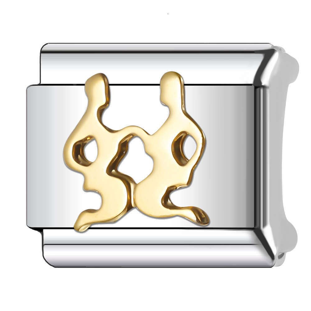 New Women's Gift 12 Constellation Gold Bead Italian Charms Links Bangle Beads Fit 9mm Stainless Steel Bracelet Making DIY For Women Fashion Jewel