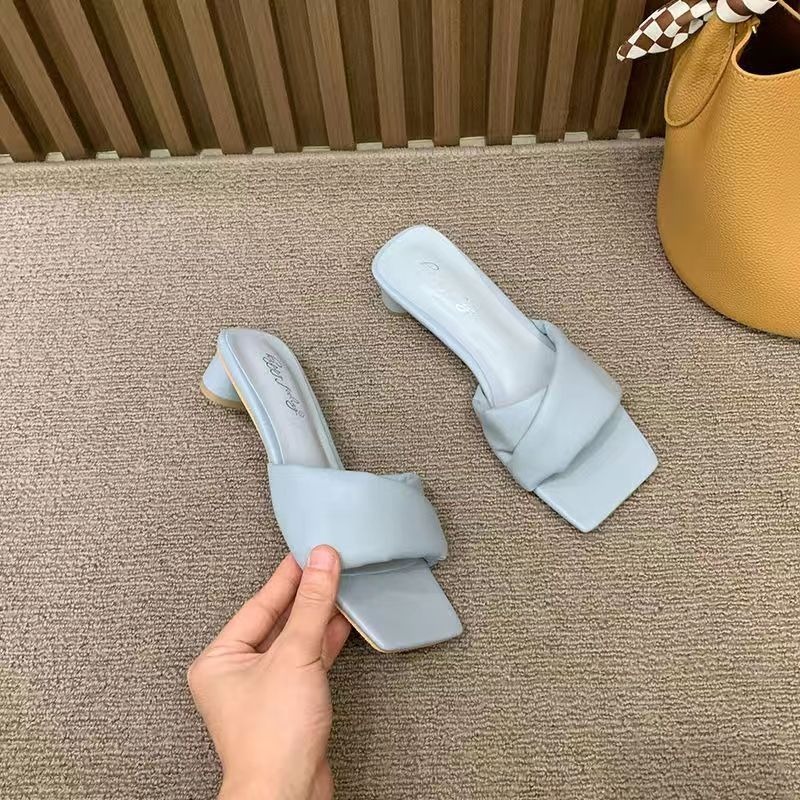 dh5367242 New Women Sandals Summer Mid Heels Chunky Casual Designer Dress Pumps Sgback Mules Shoes atos Ladies 055a e090