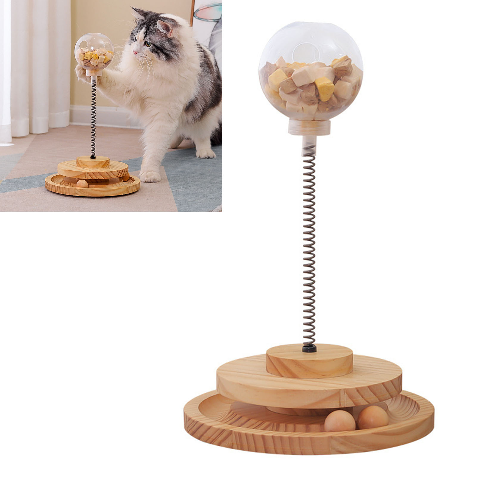 Pet Toy Treat Dispenser Tumbler Interactive Cat Food Toys Leakage Food Ball Pet Feeder For Kitten Pet Supplies