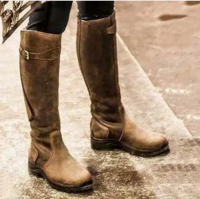 Western Fashion Women Boots Winter Knee Heels Quality Suede Long Comfort Square Botines Mujer Thigh High Boot Botasd45 c502