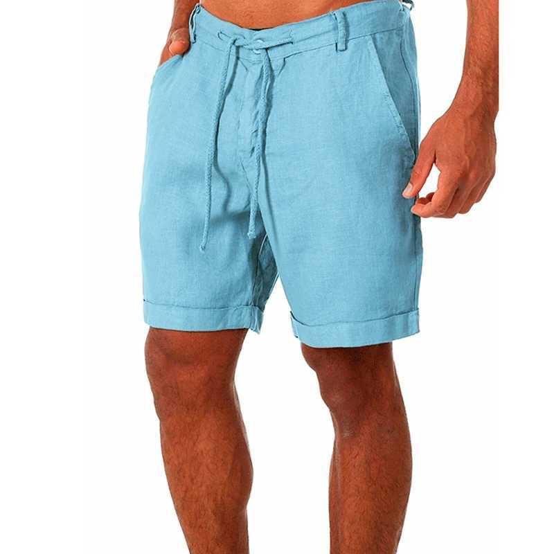 Male Summer Breathable Solid Color Linen Trousers Mens Cotton Linen shorts Pants Fitness Streetwear S-4XL Y240914