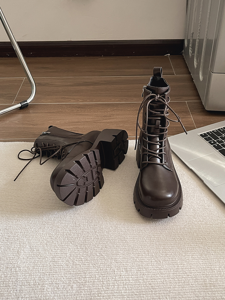 Woman Elegant Boots Flat Heel Female Shoes Boots-Women Round Toe Zipper Lolita Ladies 2023 Rock Ankle Autumn Summer Rubber e147 -Women