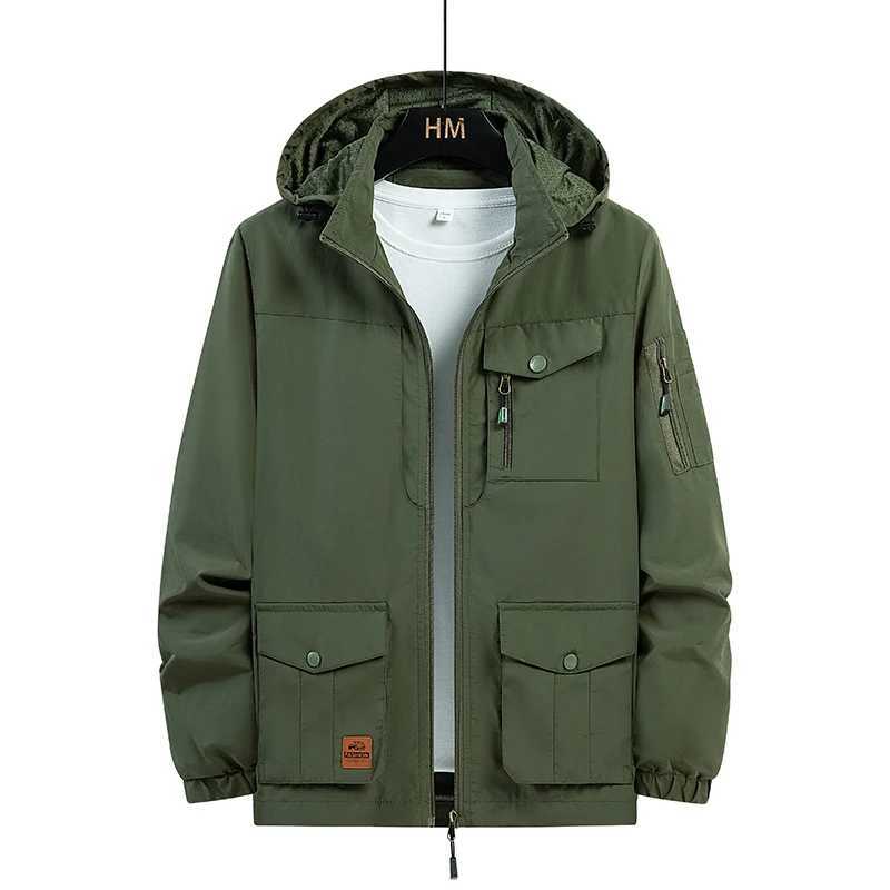 2018 Spring/Autumn Mens Pocket Jacket Outdoor Casual Windproof Waterproof Work Jacket Flight Multi Pocket Pizex Trench Coats W240914