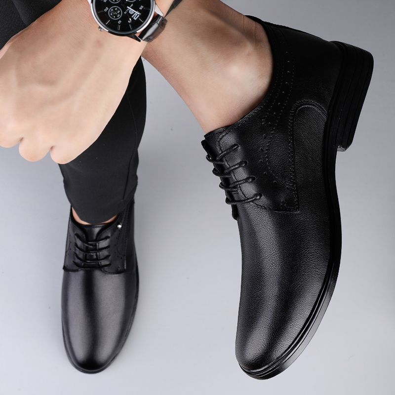 Men's Genuine Leather Oxford Shoes - Classic hot Lace-Up, Warm Winter Business Footwear