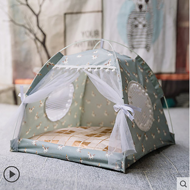Summer Semi Enclosed Tent Cat House Breathable Warm Soft Comfort Pet Moisture-proof Windproof Four Seasons Universal Dog Bed