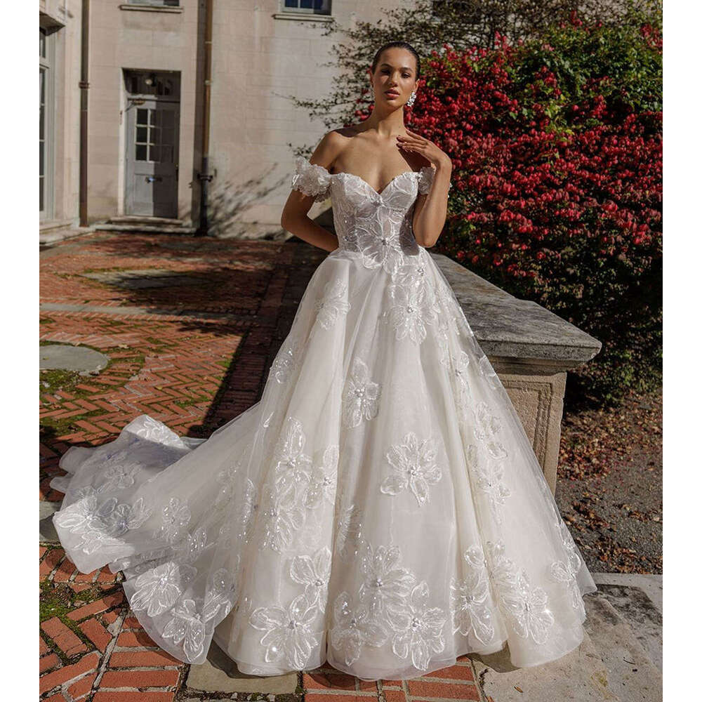 Dresses Illusion Wedding Ball Gown Off The Shoulder Appliques Backless Or Length Bride Dress Vestido De Novia Custom Made