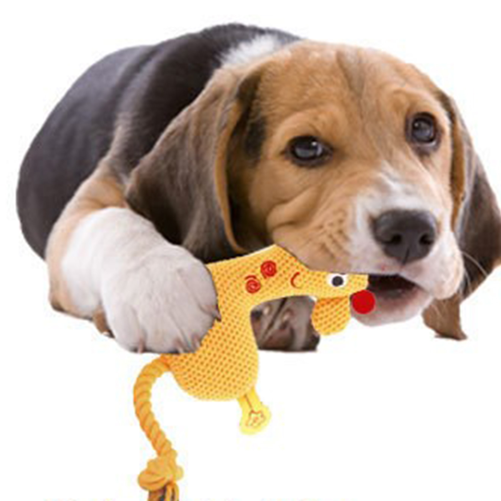 Dog Plush Toy Puppy Chewing Woven Rope Flannel Giraffe Shape Safe Cute For Pet Teeth Cleaning Pink