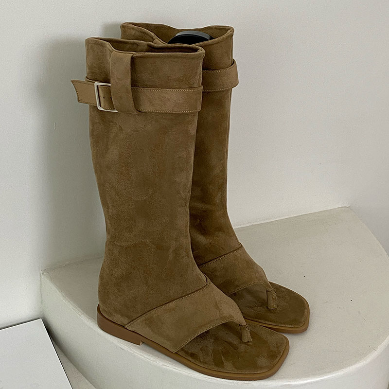 Footwear Western Women Knee High New In 2024 Fashion Height Increasing Ladies Sandals Boots Female Flip ps Shoes