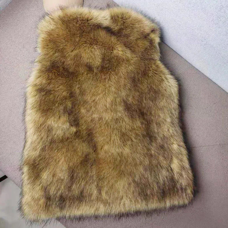 Winter Fur Vest For Men Warm Fashion Casual Loose Short Gilet Waistcoat Coat Fox Hair Sleeveless Jackets Man 240905