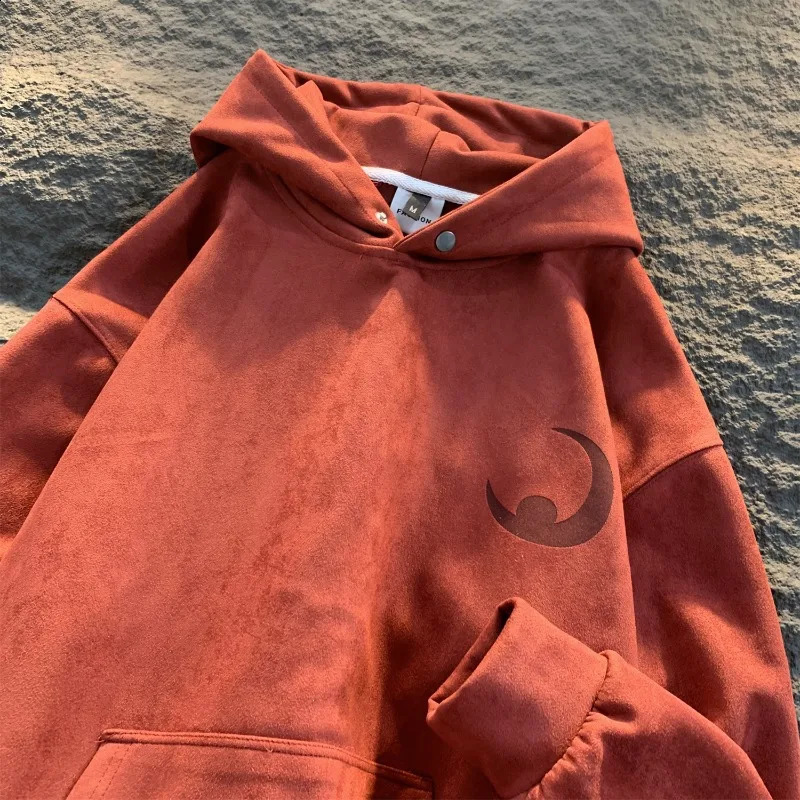 Mens Hoodie Moon Shape Harajuku Style Youth Multi Color Sweater Unisex Y2k Street Clothing Zipper 240913