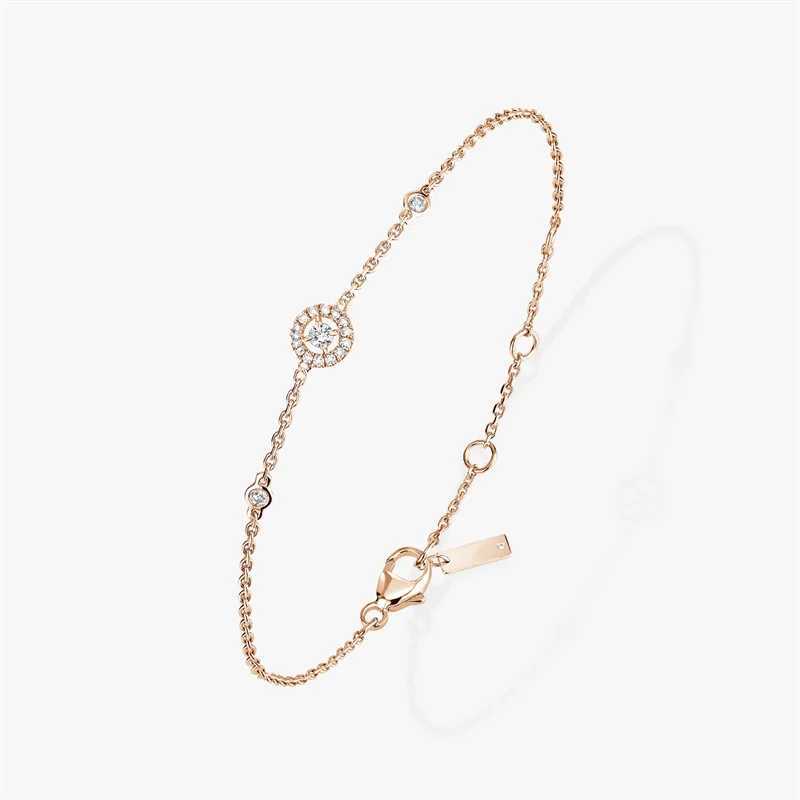 Charm Bracelets S925 Silver Happy Heart Bracelet Round Zircon Bracelet Womens Simple Fashion Jewelry Holiday Gift J240914