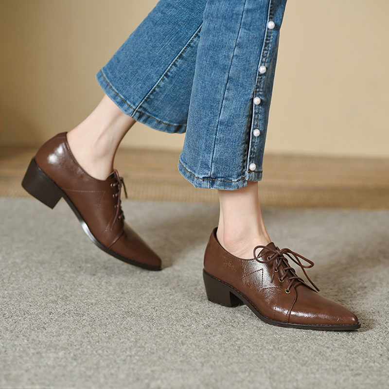 2025 new Low Lace-up Heels Pumps Woman Black Brown Heeled Casual British Oxford Shoes For Women Loafers New 2023 Spring Autumn e5c6