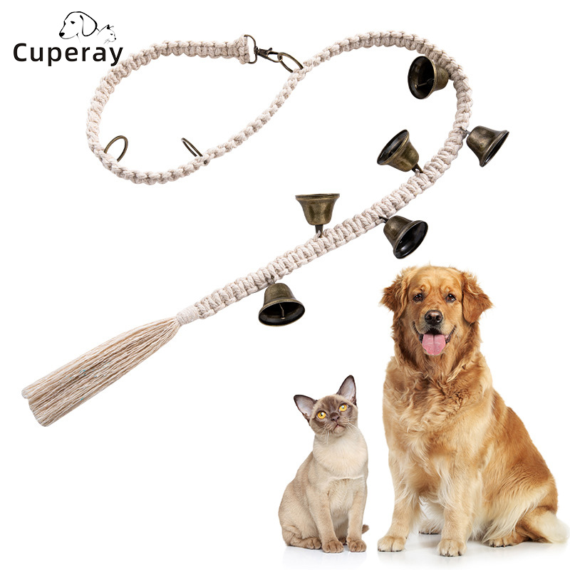 Dog Doorbell Hanging Training Bell Hand-woven Cotton Rope Dog Out Alarm Bell Lanyard Adjustable Guide Dog Doorbell Dog Door Bell