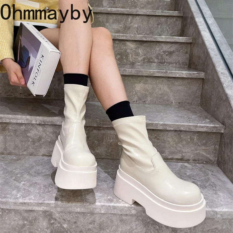 Flats Platform Women Ankle Boots Fashion Elegant Back Zippers Shoes Autumn Winter Women's Morder Short Booties 68c1 's