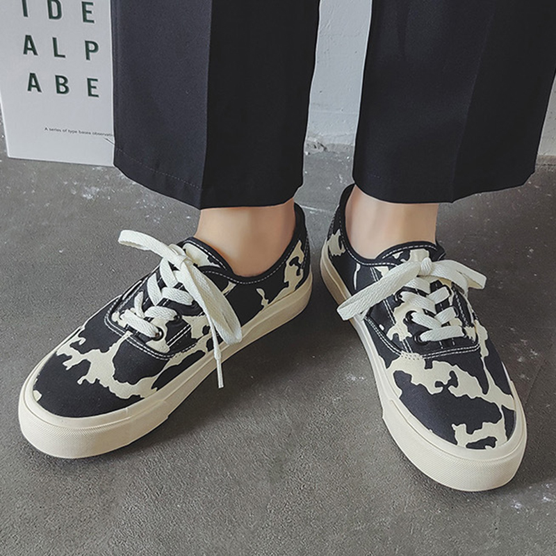 2025 new Size JOZHAMTA 35-44 Women Flats Sneakers Ins Fashion Leopard Low Heels Summer Shoes 2025 Lace-Up Tennis Athletic Daily Dress 7478