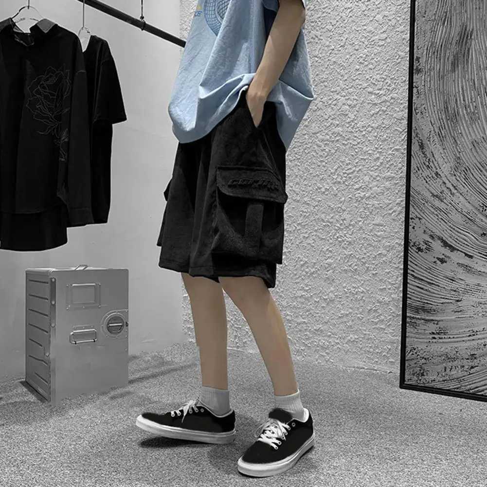 Mens Streetwear Breeches Retro Korean Harajuku Pocket Denim Hip Hop Cargo Short Pants Grunge Bermudas Jeans Shorts ClothesX240914