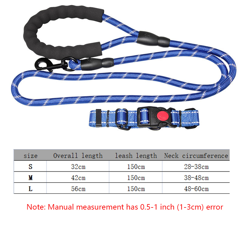 Dog Collar and Leash Set Explosion Proof, Strong Round Rope Leash Set for Running and Walking Dogs for Small, Medium Large Dogs