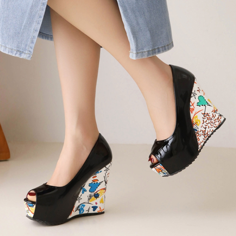 2025 new White Red Wedge for Women Pumps Platform High Heels Peep Toe Wedges Women's Party Dance Wedding Shoes Spring Casual e6ed Platm s 's