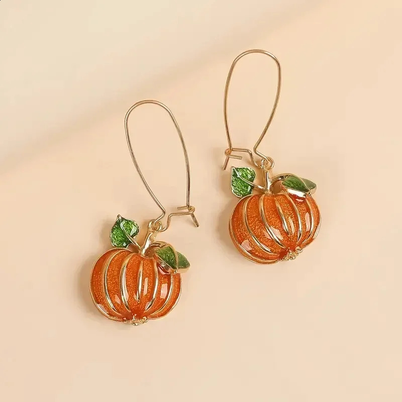 1 Pair Thanksgiving Party Orange Pumpkin Long Earring Women Delicate Oil Drop Fashion Halloween Dangle Earring Jewelry 240914