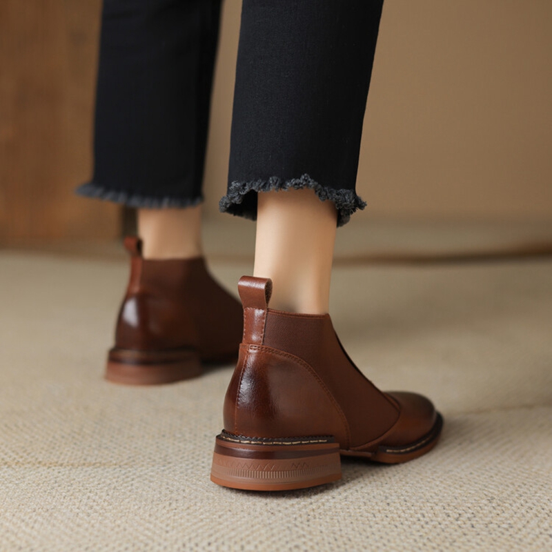 Autumn NEW Split Leather for Round Toe Chunky Women Shoes Low Heel Ankle Boots atos para mujeres aac1