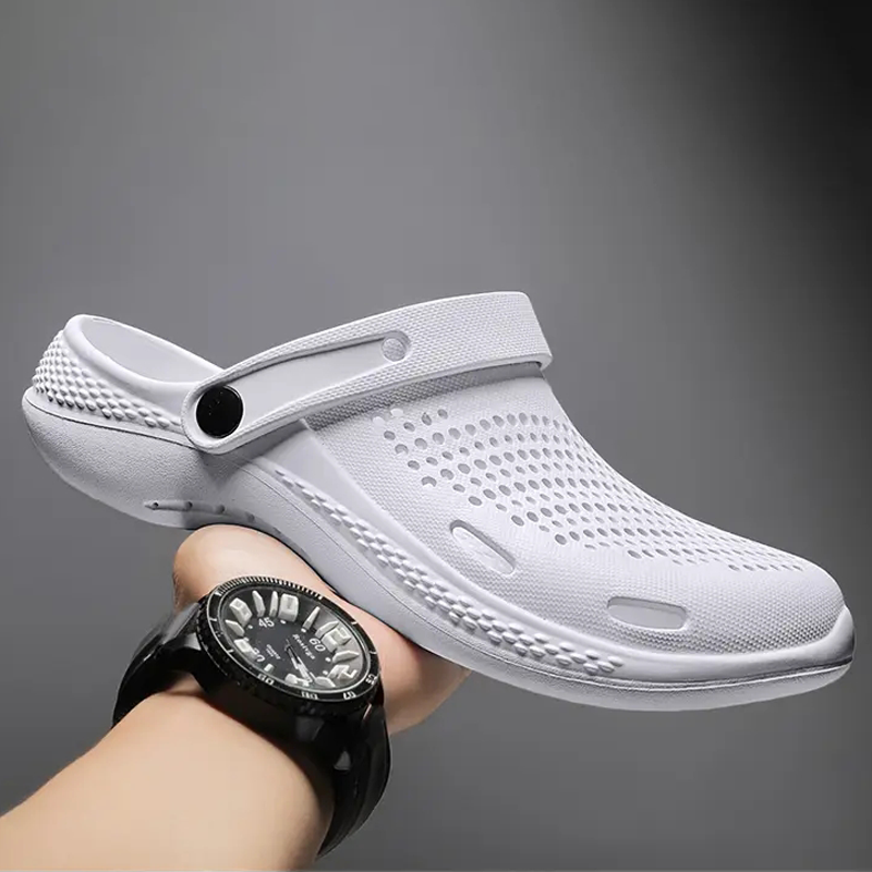 New Lightweight Non-slip Hole Shoes Men's Outdoor Casual Two-wear Big Toe Sandals Soft Elastic Comfortable Couple Beach Sandals