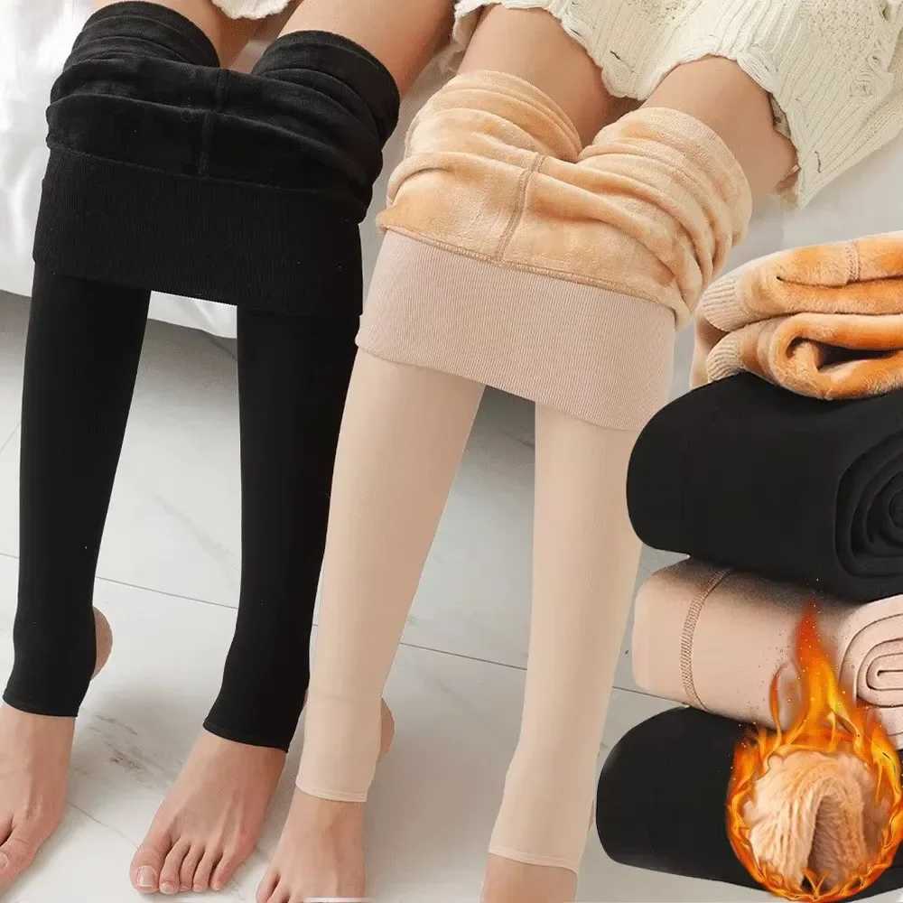 2PCS Velet Thickening Leggings for Women Thick Warm Stocking Legging Charcoal Fleece Elastic Pants Winter Warm LeggingsX240914