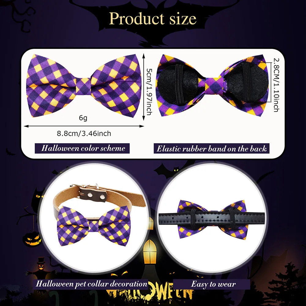 20 pet collars Halloween series dog bow tie adjustable classic plain pet collar dog grooming accessories 240914