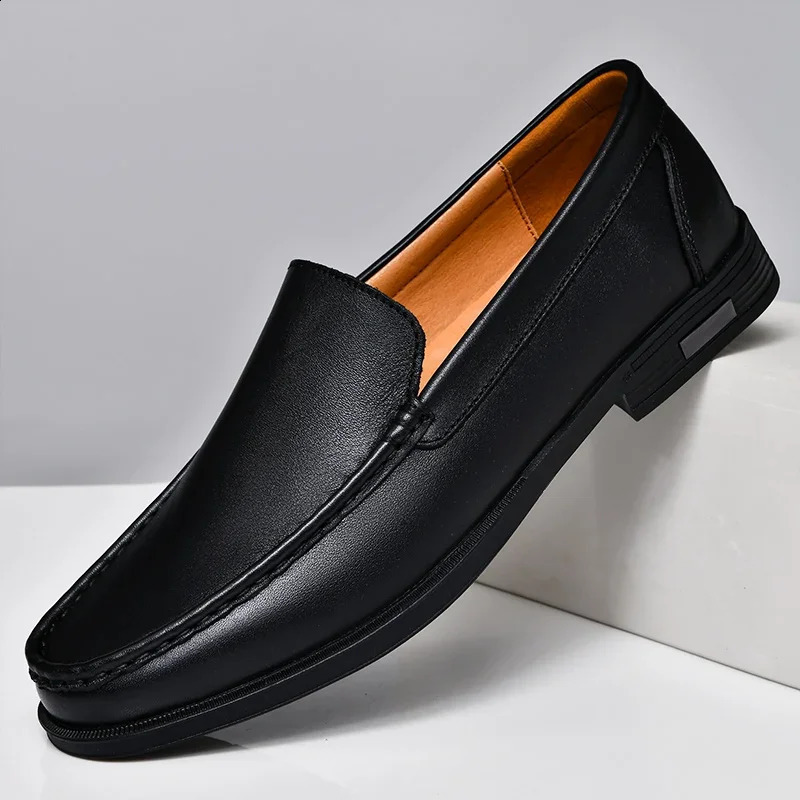 Male Comfy Walking Shoe Genuine Leather Slip on Mens Loafers Trend Casual Shoes Men er Moccasins Drive Shoes 240909