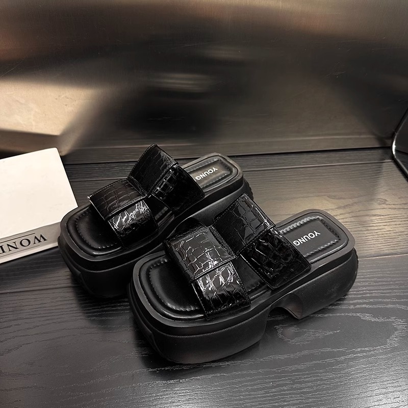 8cm Women Slippers Platform Wedges Summer Casual Women Shoes Outdoor Comfortable Beach High Slipper Dress Sandal 35 40