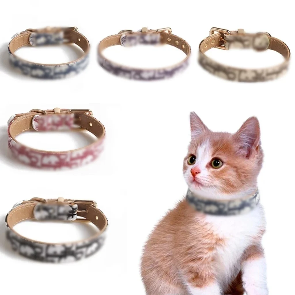 Fashion Pet Necklace Collar PU Metal Buckle Cat Collars Outdoor Training Pets Supplies for Small and Medium-Sized Dogs