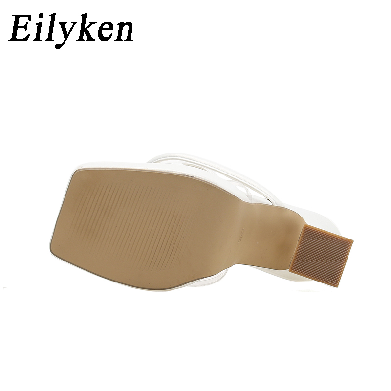 Eilyken New Summer Open Toe Square High Heels Sandals Women Solid Platform Ankle Strappy Nightclub Banquet New Female Shoes 8fb7