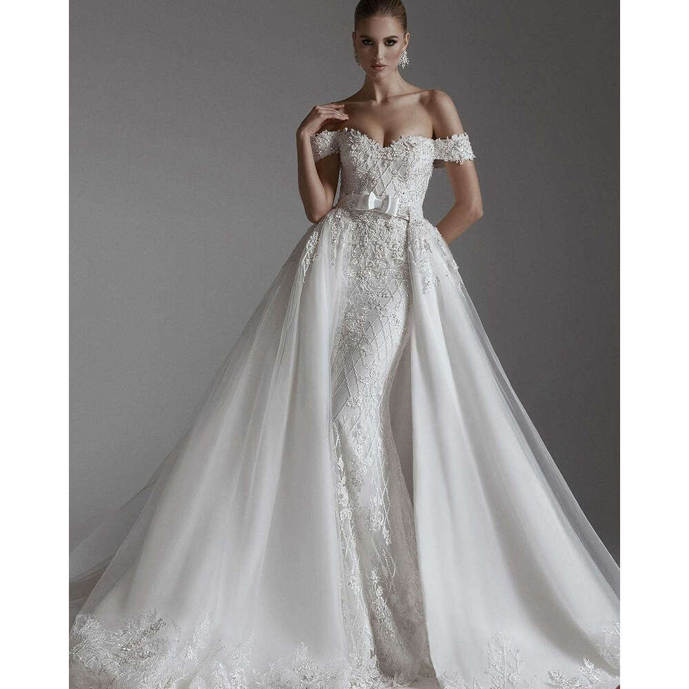 Unique Wedding Dresses Mermaid Off The Shoulder Detachable Appliques Backless or-Length Princess Vestido De Novia Custom Made