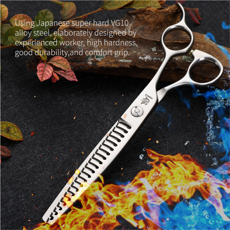 Fenice 7.0 inch Pet Grooming Dog Thinning Scissors VG10 Stainless Steel Shears Thinning Rate 75%