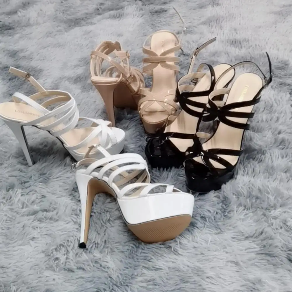 Large Size 44 Women Sandals Nightclub Ultra Fashion 14cm Super High Heels Platform Ankle Strap Sandals Sexy Pumps Bride Shoes