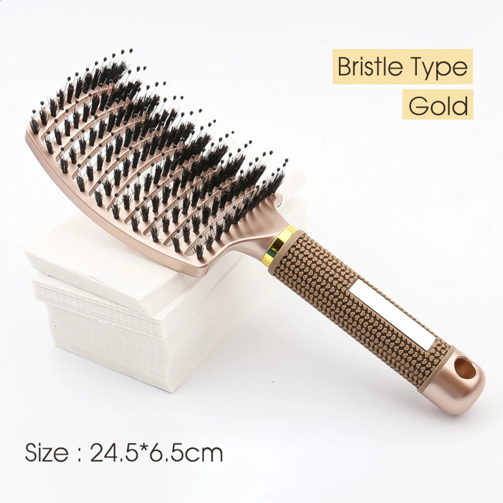 Hair Brush Comb Detangling Bristle Nylon Women Wet Massage Curly Hairdressing Salon Styling Tools 240911